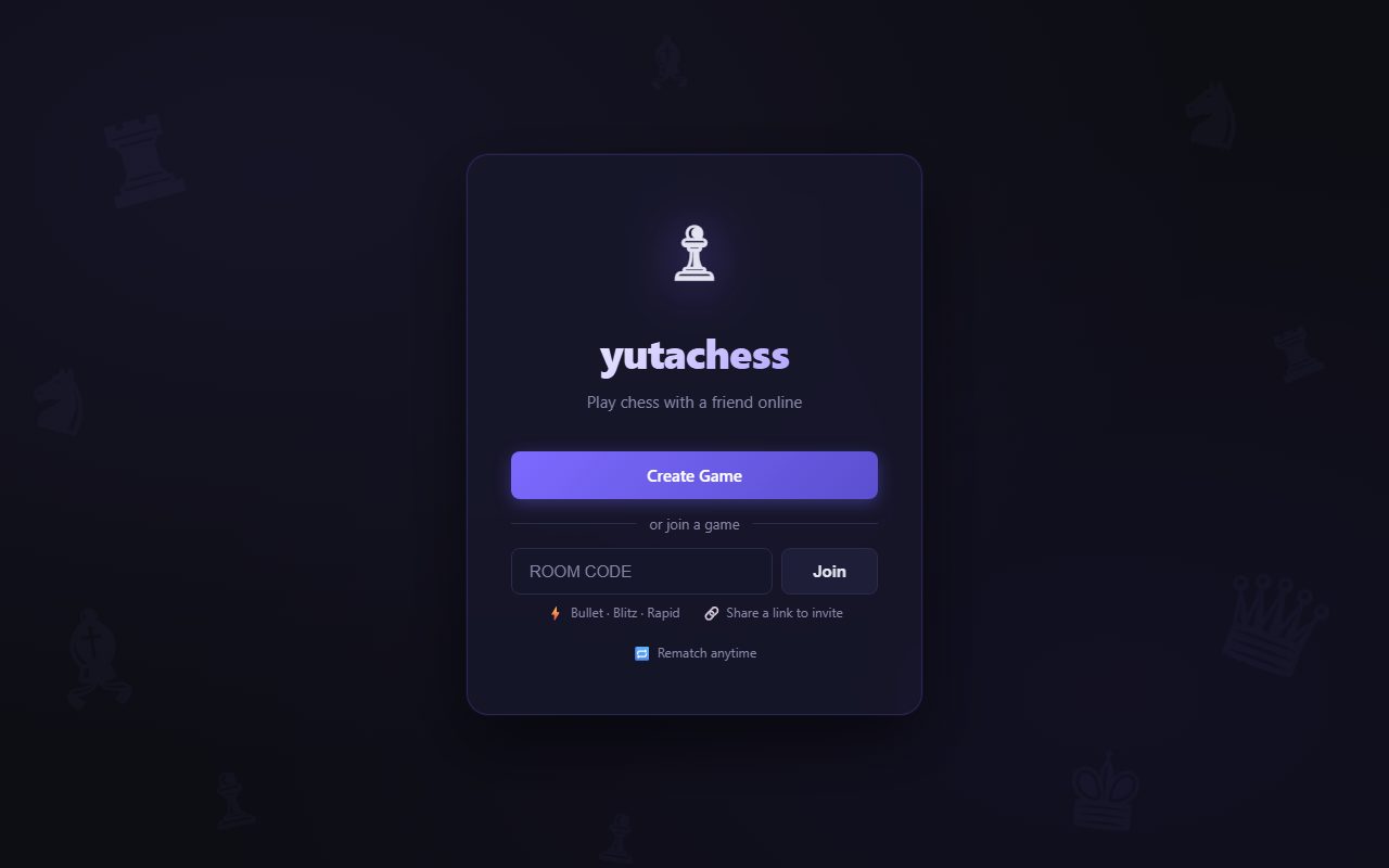 Screenshot of the Yutachess lobby