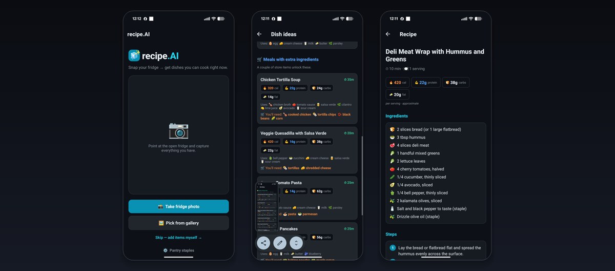 recipe.AI — snap your fridge to get AI recipe ideas